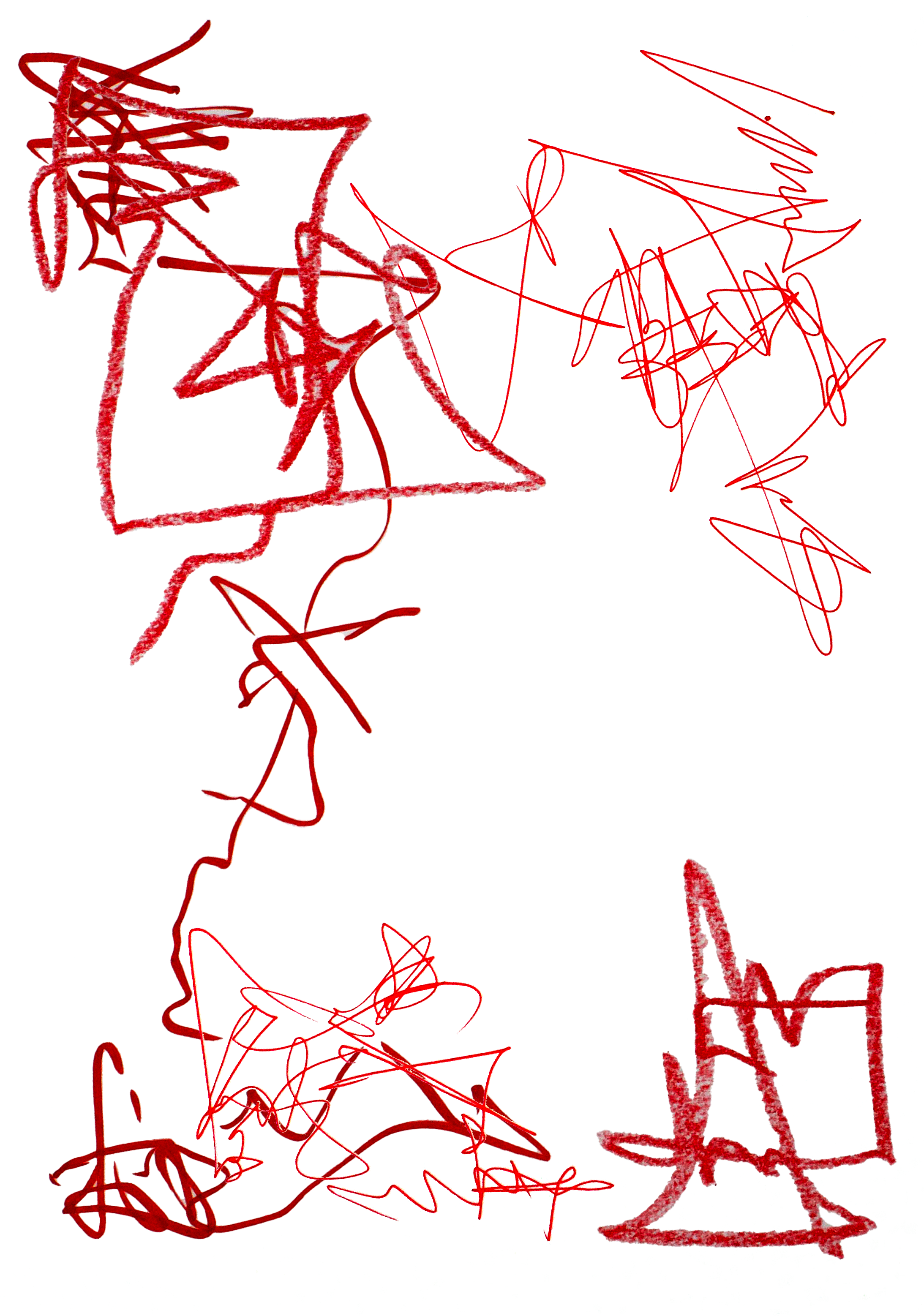 Digital composite of pen, marker, & crayon compositions